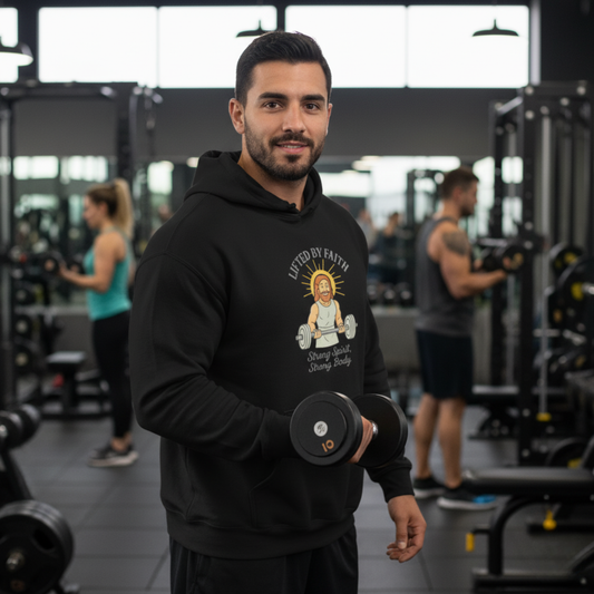 “Lifted by Faith” Religious Hoodie – Unisex Pullover for Strength