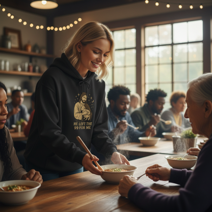 “He Left the 99 for Me” Religious Hoodie – Unisex Pullover Celebrating God’s Care