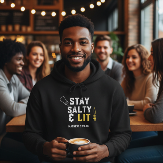 “Stay Salty & Lit” Religious Hoodie – Unisex Pullover for Fire-Filled Faith
