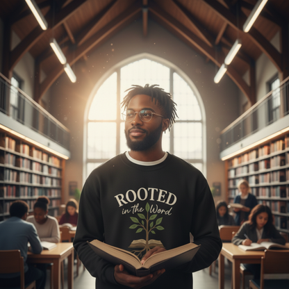 “Rooted In The Word” Crewneck Religious Sweatshirt – Scripture-Inspired Faith Wear