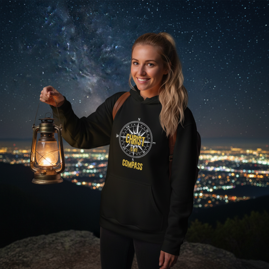 “Christ is My Compass” Unisex Religious Hoodie – Bold Faith Pullover for Everyday Inspiration