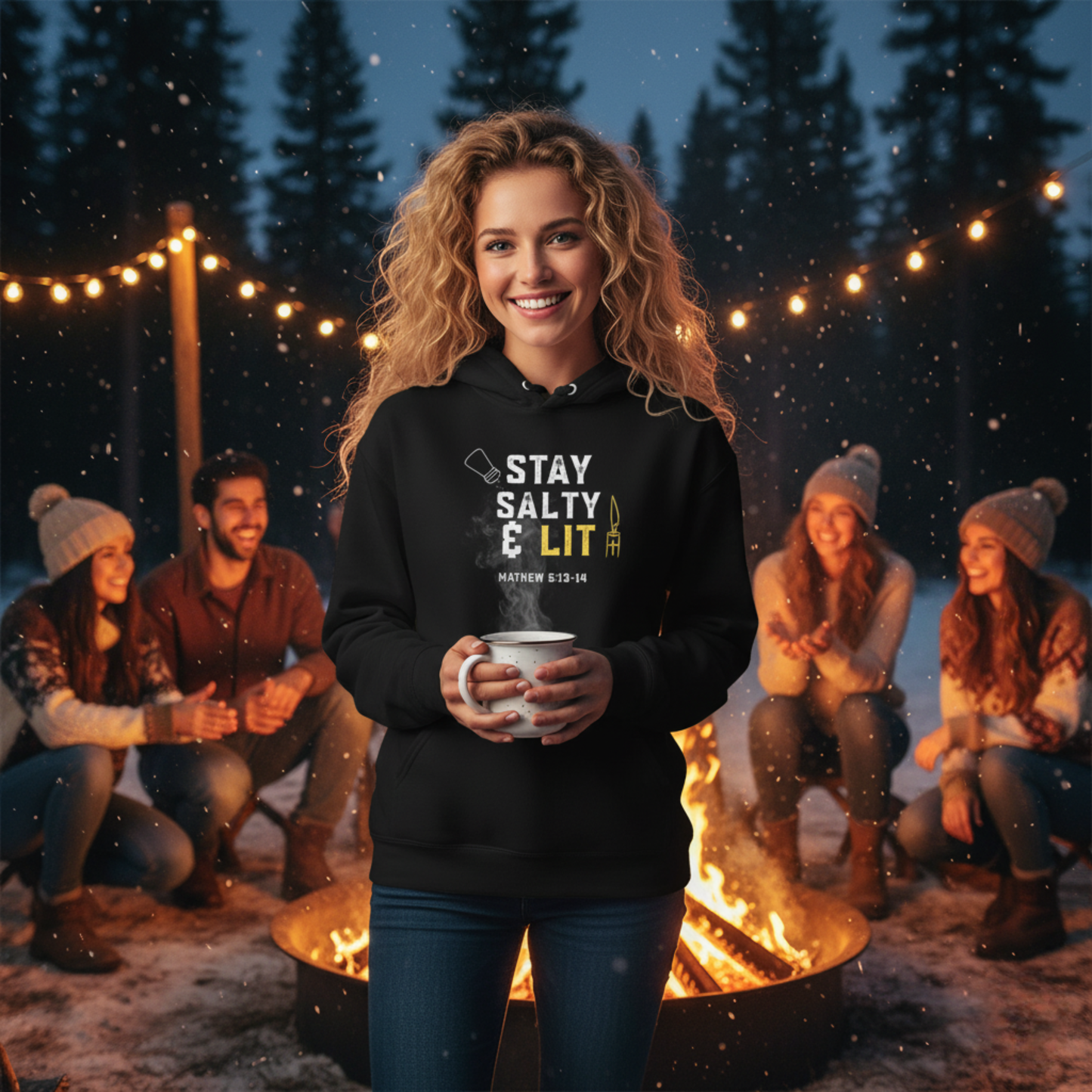 “Stay Salty & Lit” Religious Hoodie – Unisex Pullover for Fire-Filled Faith
