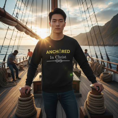 “Anchored in Christ” Religious Crewneck Sweatshirt – Faith-Based Comfort for Everyday Wear