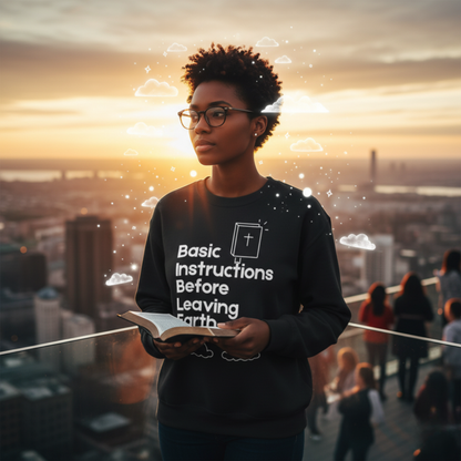 “Basic Instructions Before Leaving Earth BIBLE" Acronym Sweatshirt – Religious Crewneck for Daily Faith