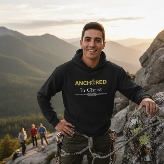 “Anchored in Christ” Christian Hoodie – Unisex Pullover for Bold Faith and Daily Comfort
