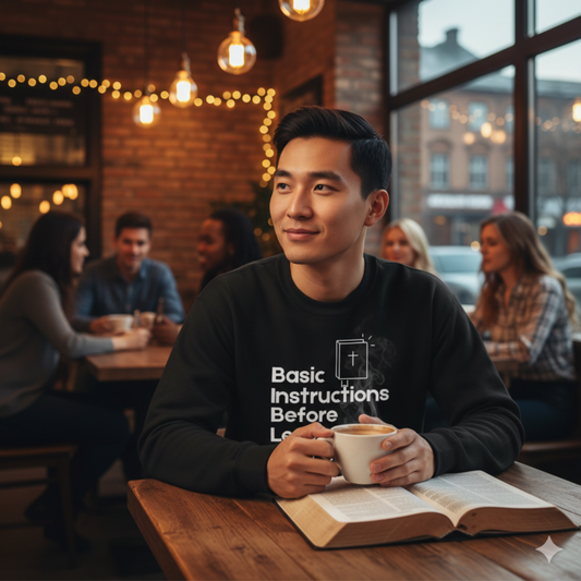 “Basic Instructions Before Leaving Earth BIBLE" Acronym Sweatshirt – Religious Crewneck for Daily Faith