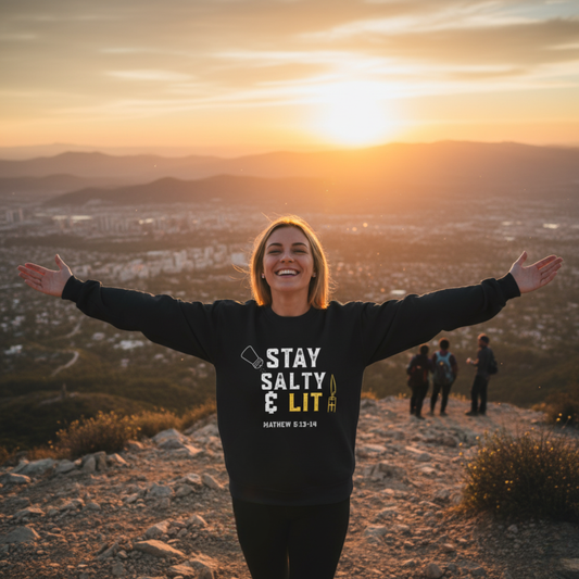 “Stay Salty & Lit” Crewneck Sweatshirt – Modern Religious Apparel