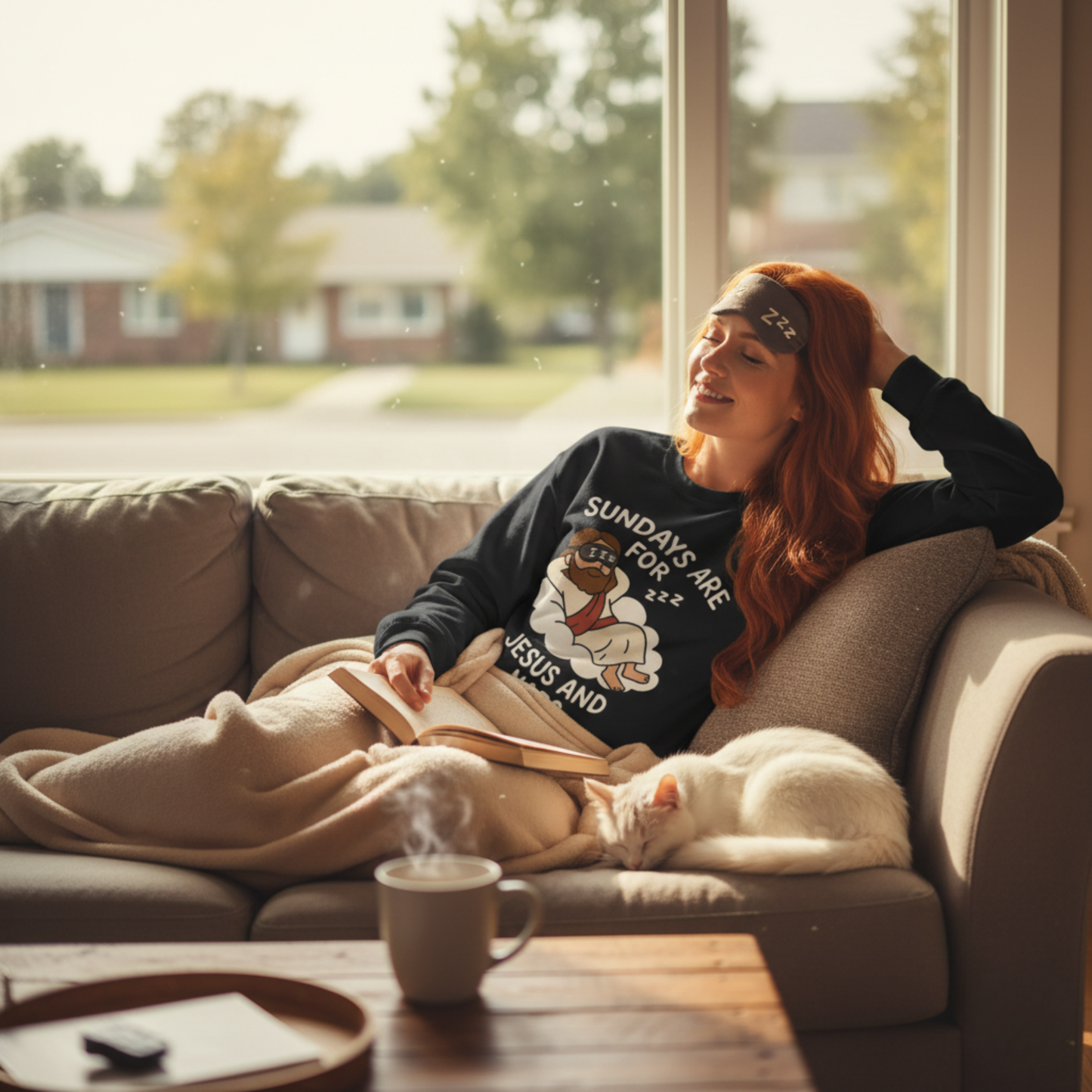 “Sundays Are for Jesus and Naps” Crewneck Sweatshirt – Cozy Religious Weekend Wear
