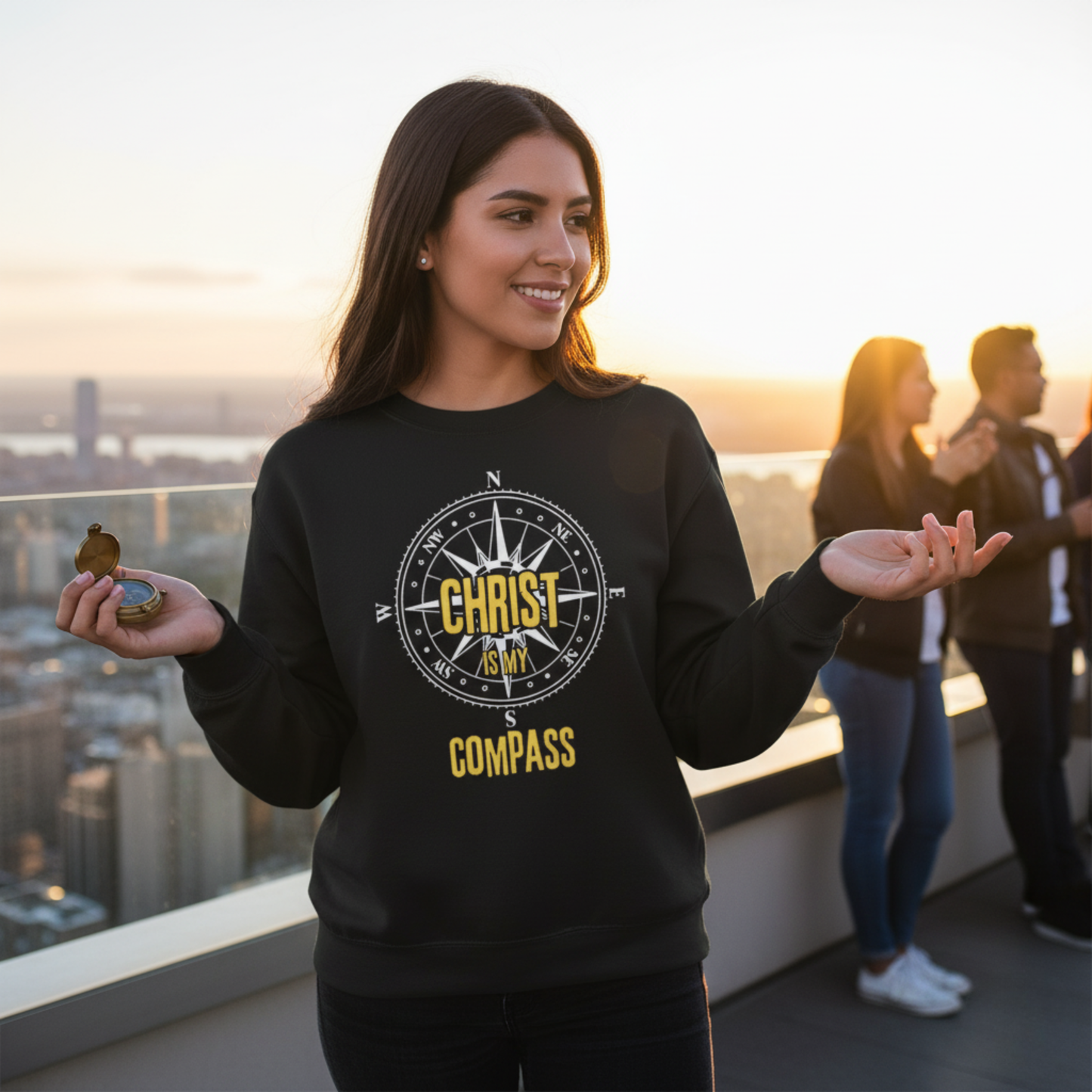 “Christ is My Compass” Crewneck Religious Sweatshirt – Faith and Comfort Combined