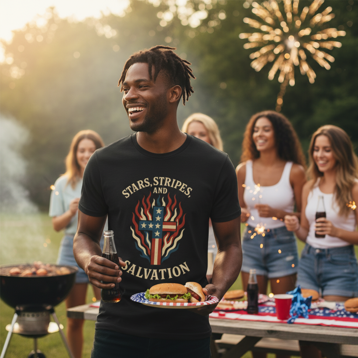 “Stars, Stripes, and Salvation” Christian T-Shirt – Patriotic Faith Tee