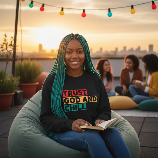 “Trust God and Chill” Crewneck Religious Sweatshirt – Faith-Filled Comfort for Every Season