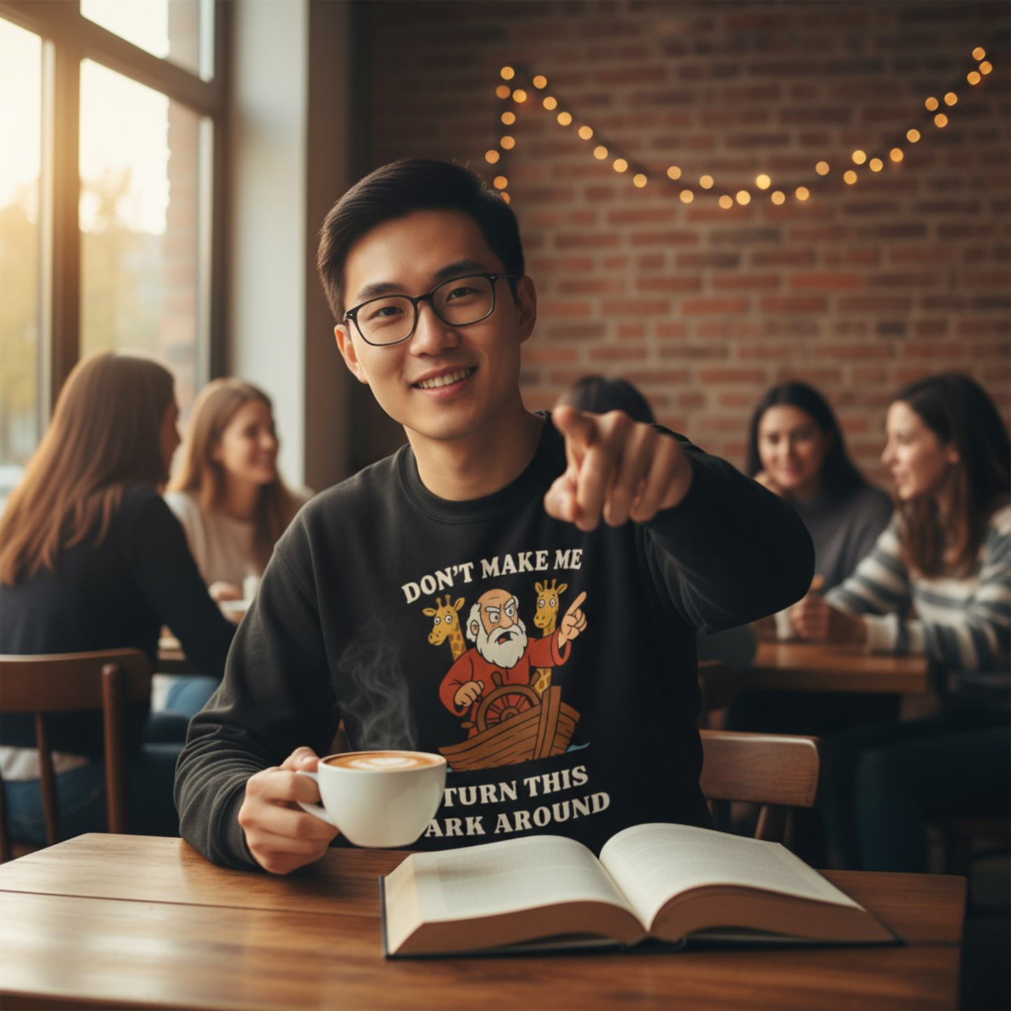 “Don’t Make Me Turn This Ark Around” Religious Crewneck Sweatshirt – Faith-Based Humor and Comfort
