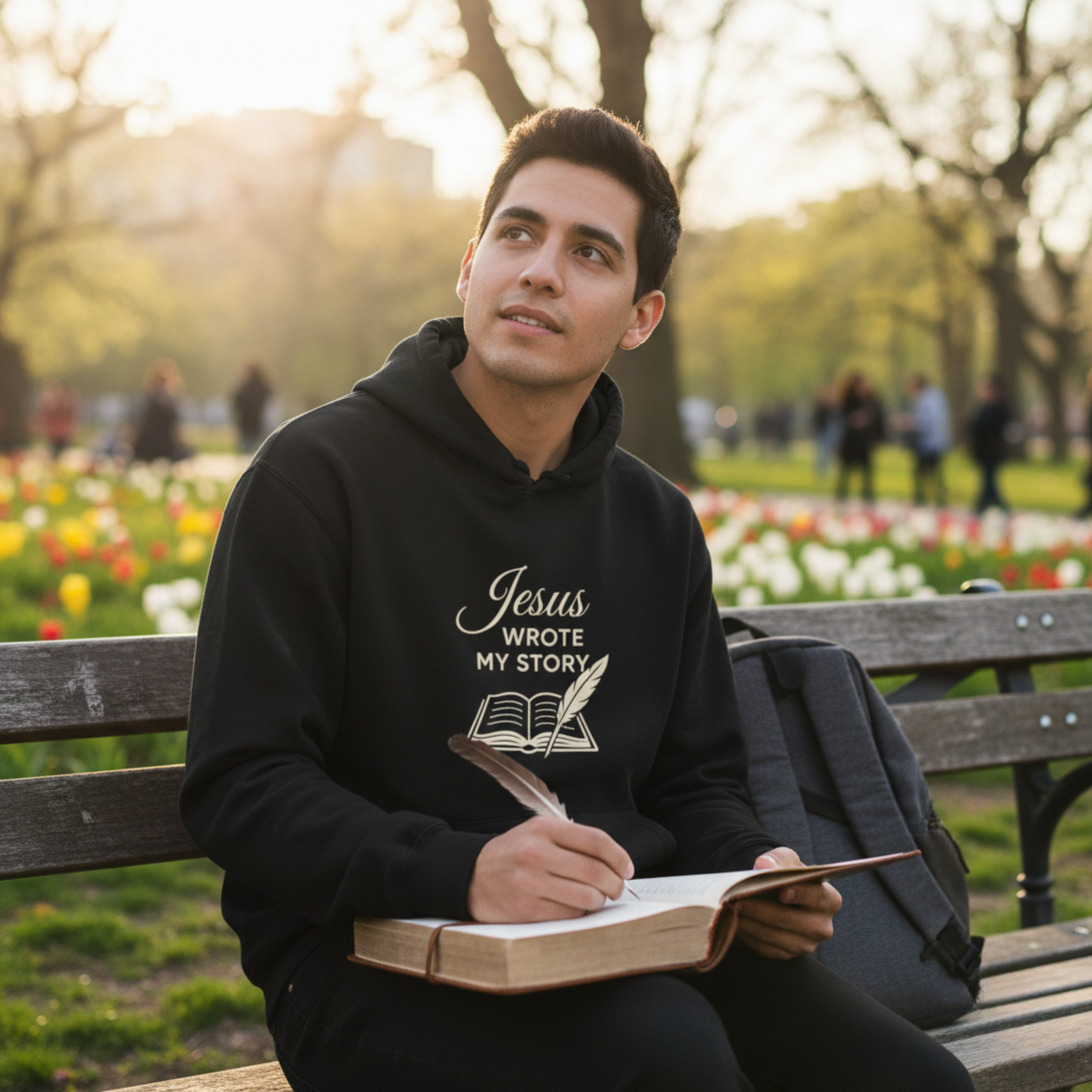 “Jesus Wrote My Story” Religious Hoodie – Unisex Pullover for Faith and Inspiration