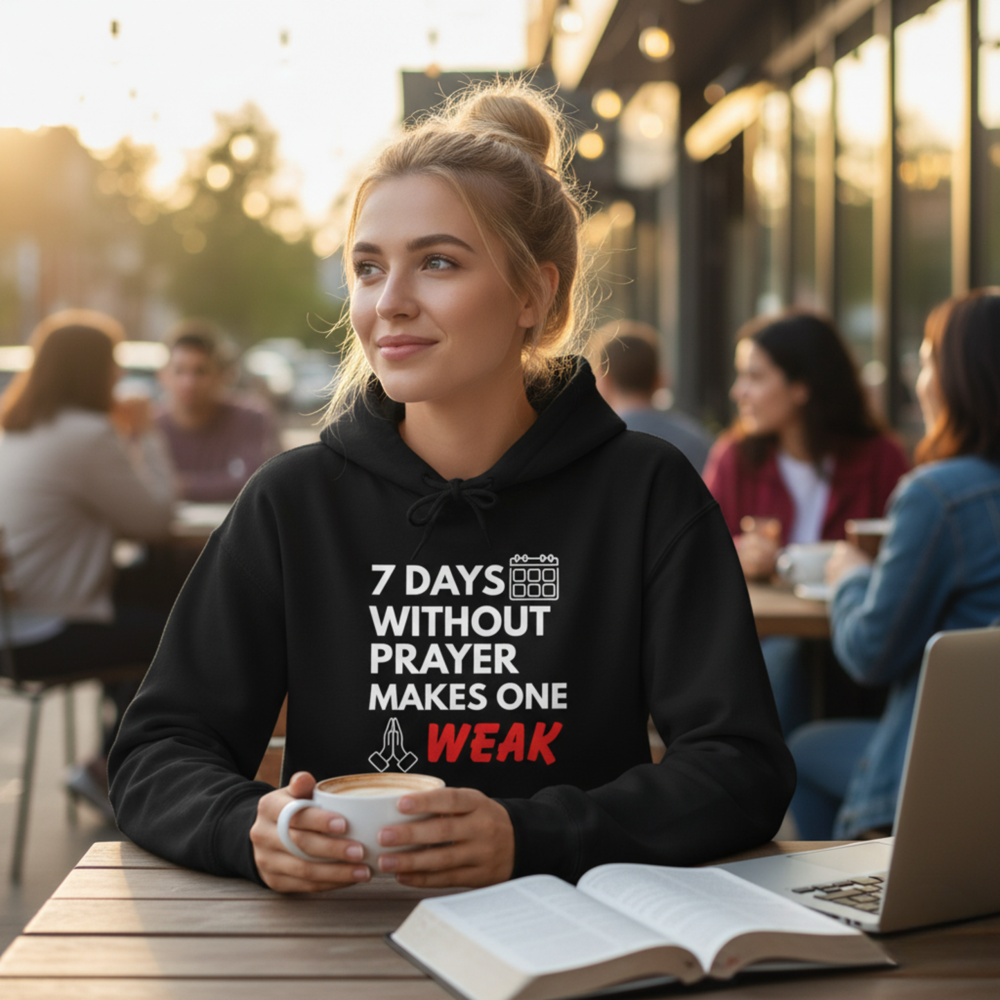 “7 Days Without Prayer Makes One Weak” Religious Hoodie – Faith-Based Unisex Pullover with a Bold Message