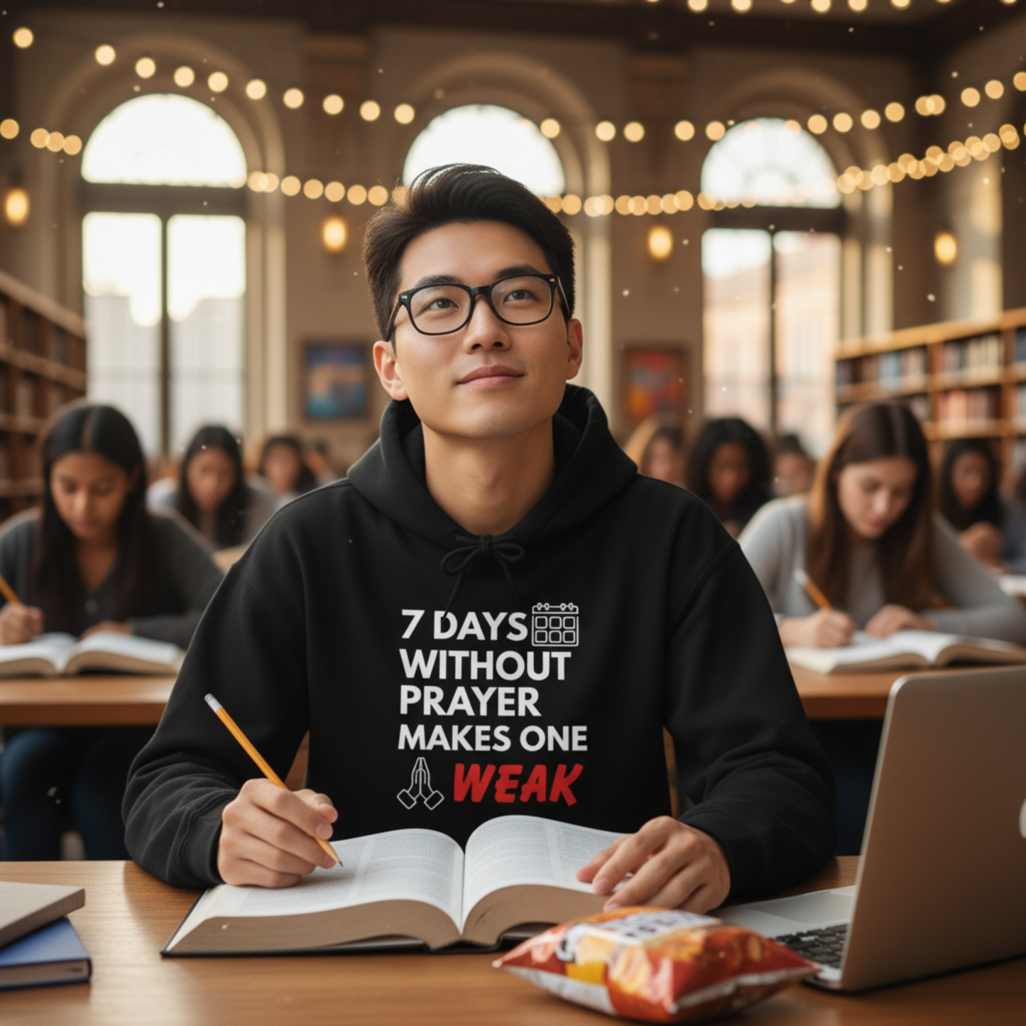 “7 Days Without Prayer Makes One Weak” Religious Hoodie – Faith-Based Unisex Pullover with a Bold Message