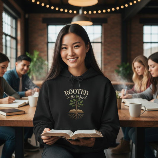 “Rooted In The Word” Religious Hoodie – Unisex Pullover for Bible Believers