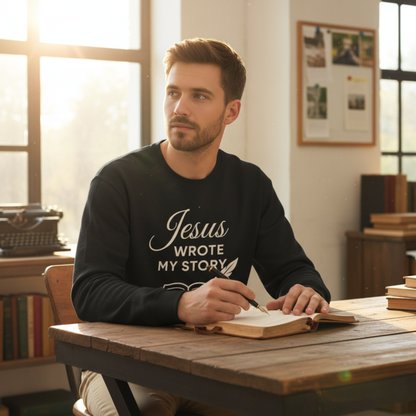 “Jesus Wrote My Story” Crewneck Sweatshirt – Cozy and Meaningful Religious Apparel