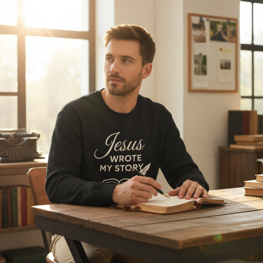 “Jesus Wrote My Story” Crewneck Sweatshirt – Cozy and Meaningful Religious Apparel