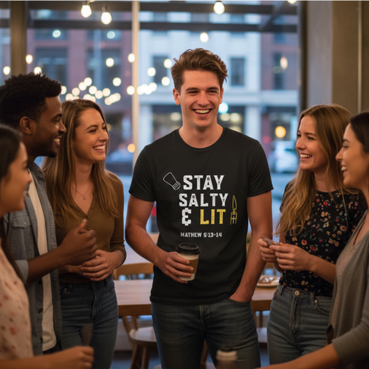 “Stay Salty & Lit” Religious T-Shirt – Bold Faith with a Biblical Twist