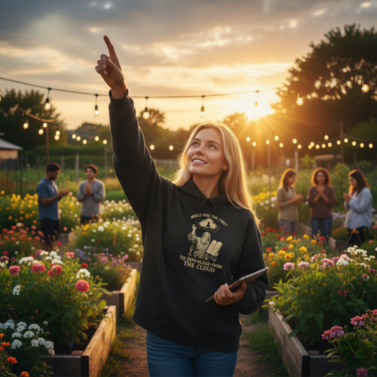 “Moses Was the 1st to Download from the Cloud” Hoodie – Unisex Religious Pullover with a Clever Twist
