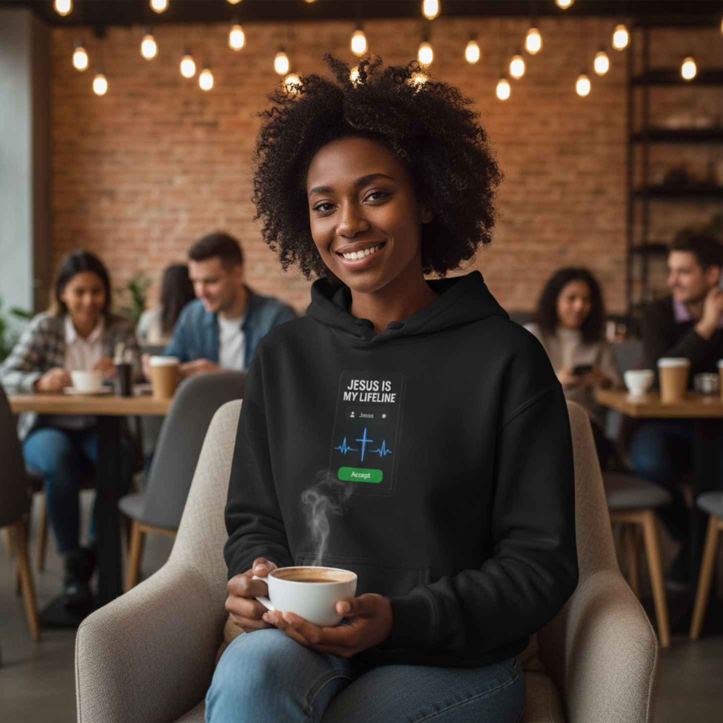 “Jesus Is My Lifeline” Crewneck Religious Hoodie – Cozy Comfort with a Powerful Message