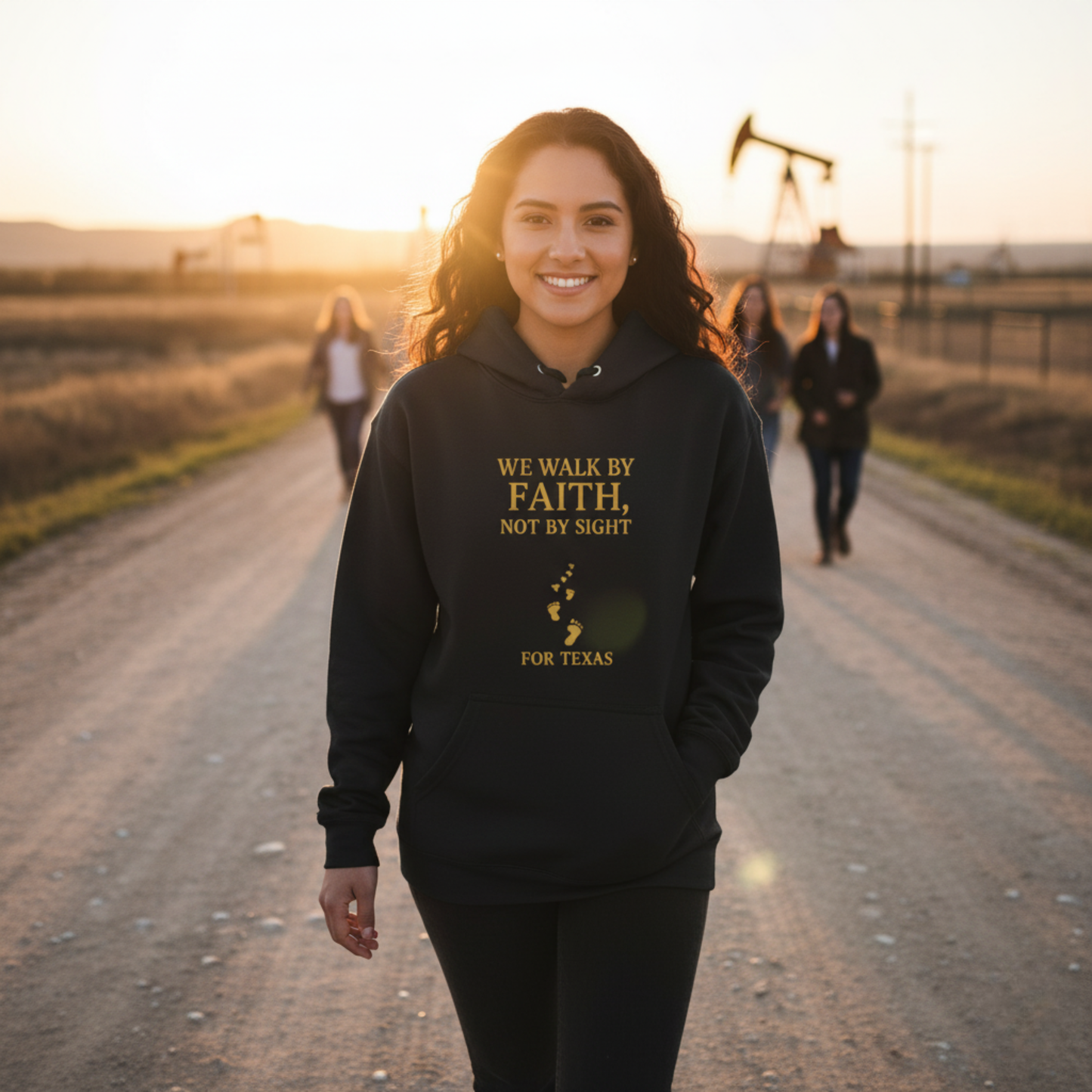 "We Walk By Faith, Not By Sight - For Texas". Hoodie - Unisex Heavy Blend Christian Hoodie for Relaxation & Faith