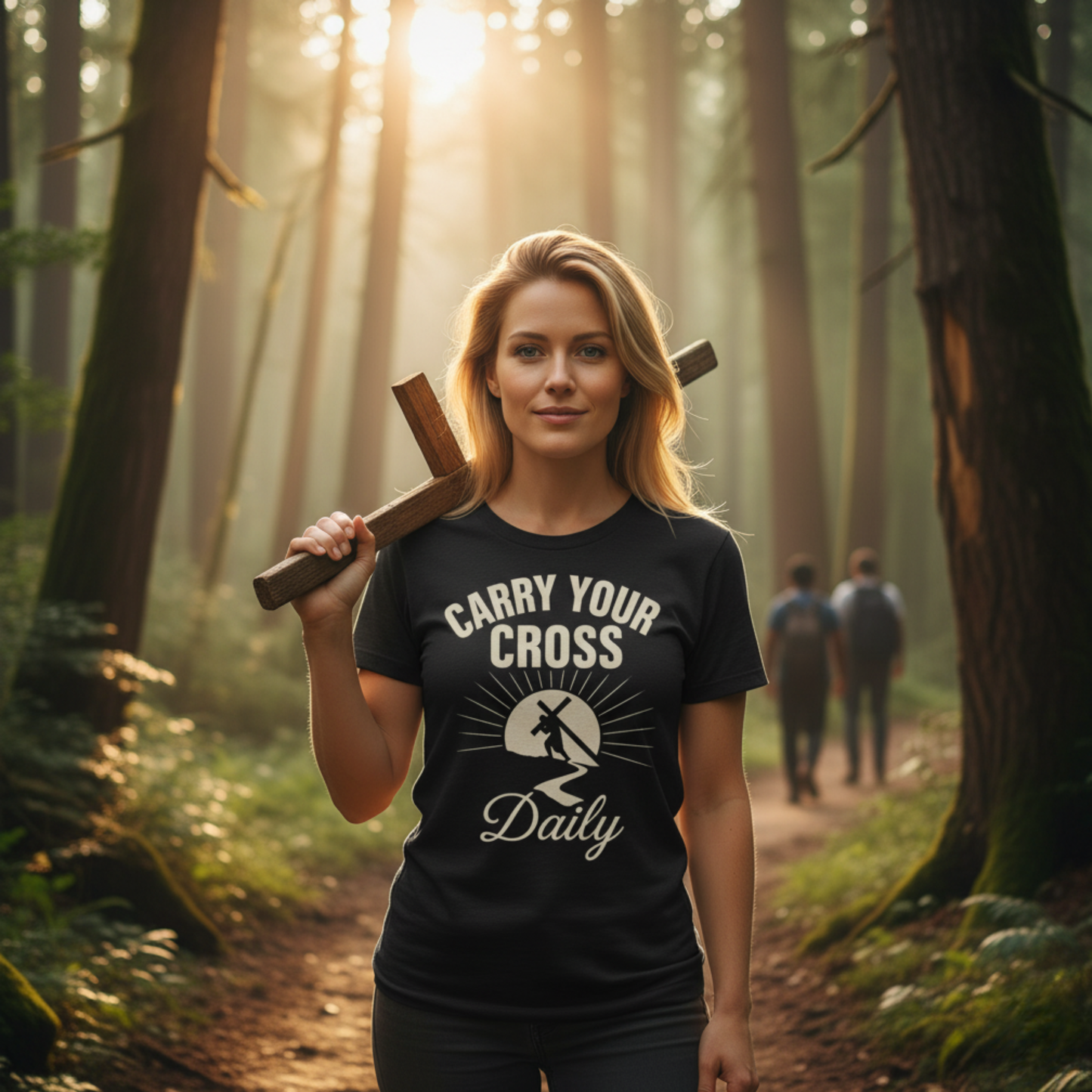 "Carry Your Cross Daily" . Unisex Jersey Short Sleeve Tee - Casual Christian Graphic Shirt for Positive Vibes