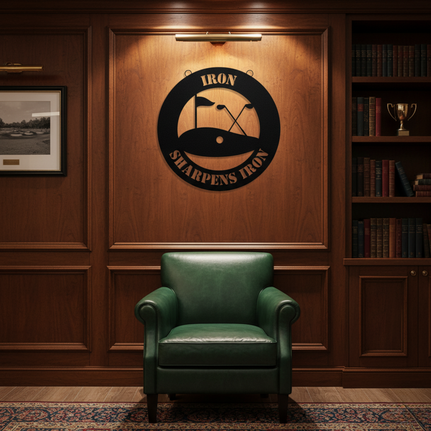 Golf-Iron Sharpens Iron Metal Sign | Christian Men's Gift | Proverbs 27:17 Wall Art