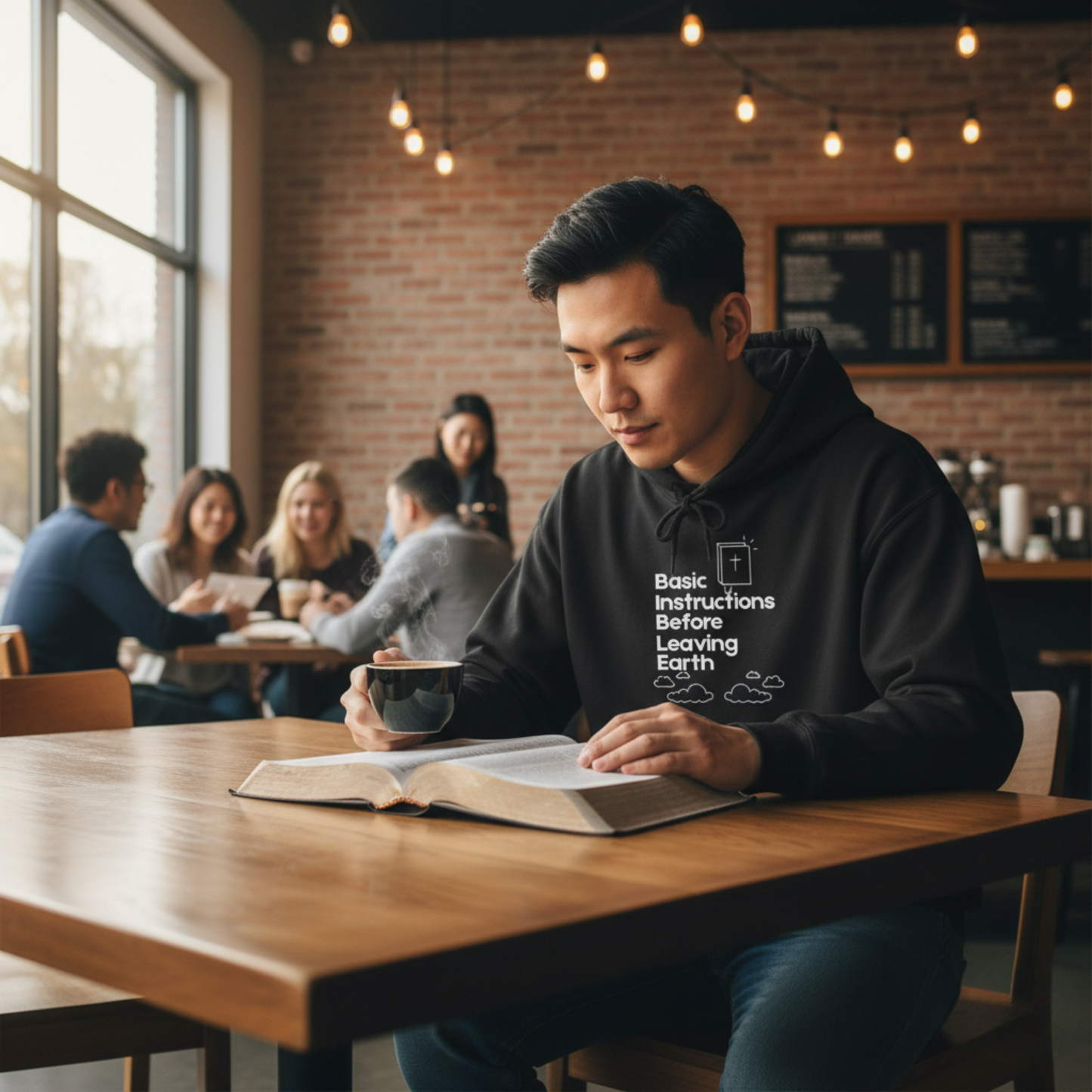 “Basic Instructions Before Leaving Earth” Religious Acronym Hoodie – Unisex Faith-Inspired Pullover