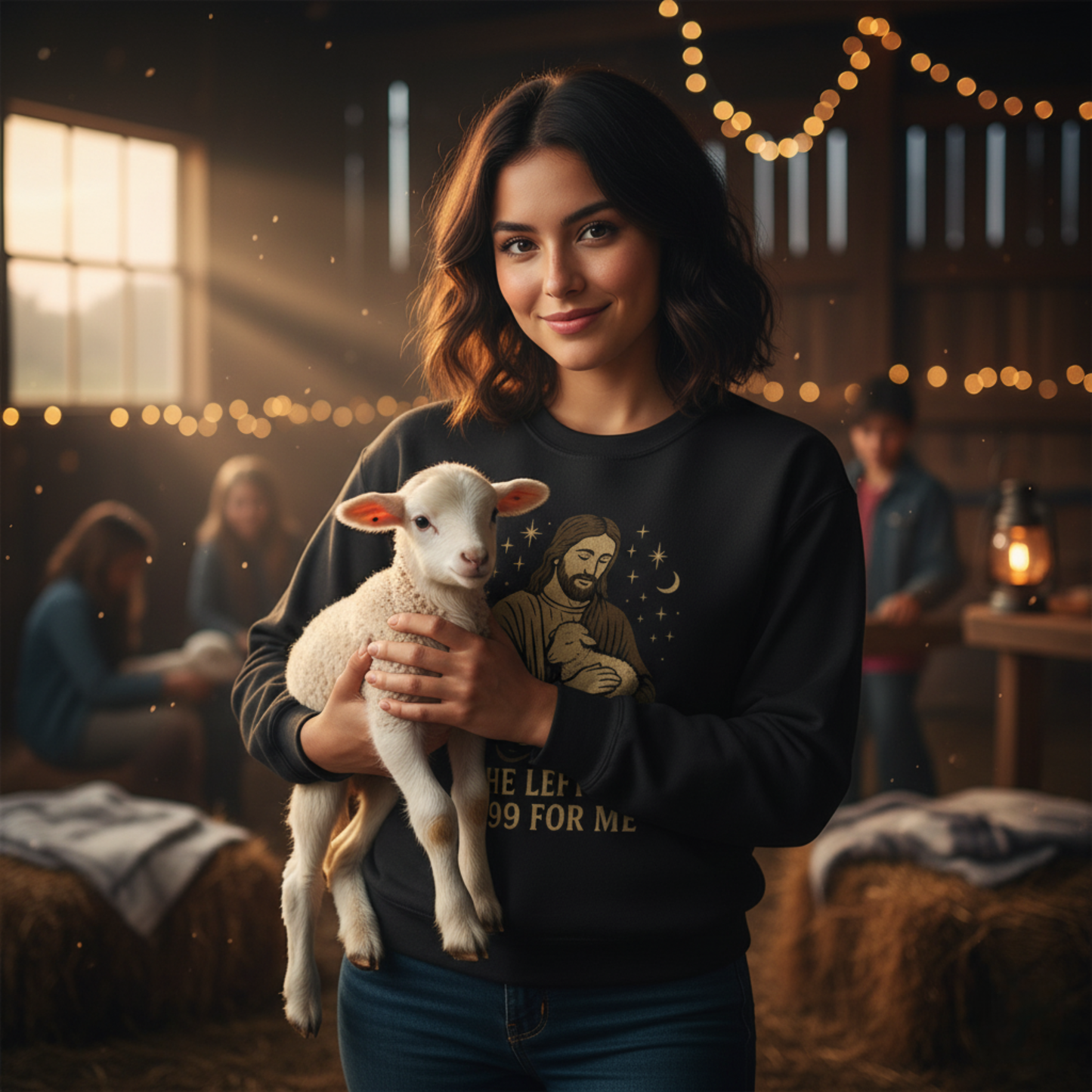 “He Left the 99 for Me” Crewneck Religious Sweatshirt – Faith-Filled Comfort