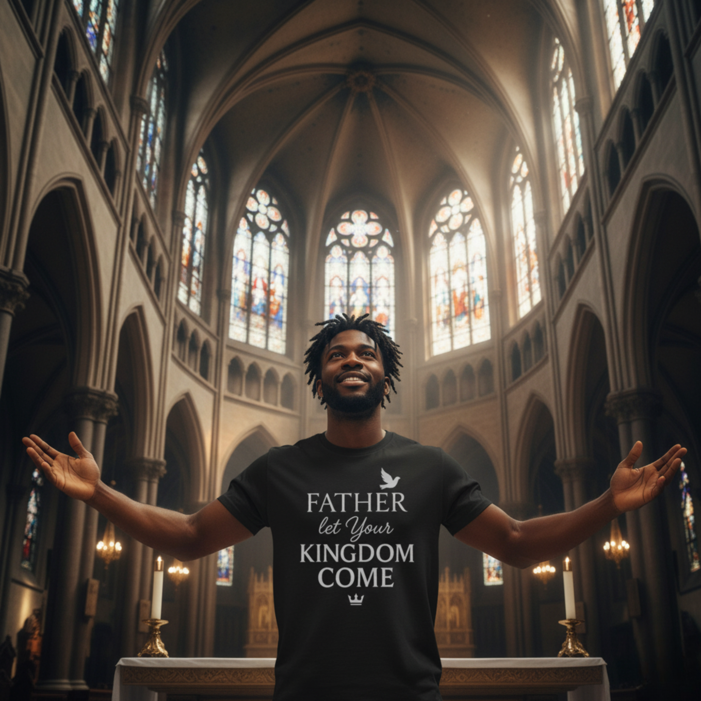 "Father, Let Your KIngdom, Come". Unisex Jersey Short Sleeve Tee - Casual Christian Graphic Shirt for Positive Vibes