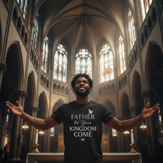 "Father, Let Your KIngdom, Come". Unisex Jersey Short Sleeve Tee - Casual Christian Graphic Shirt for Positive Vibes