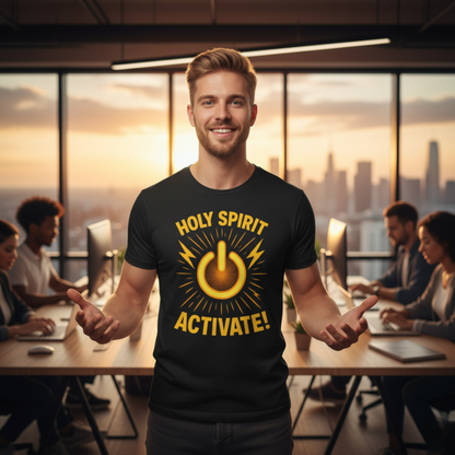 "Holy Spirit Activate" . Unisex Jersey Short Sleeve Tee - Casual Christian Graphic Shirt for Positive Vibes