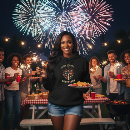 “Stars, Stripes, and Salvation” Christian Hoodie – Unisex Pullover for Faith and Freedom