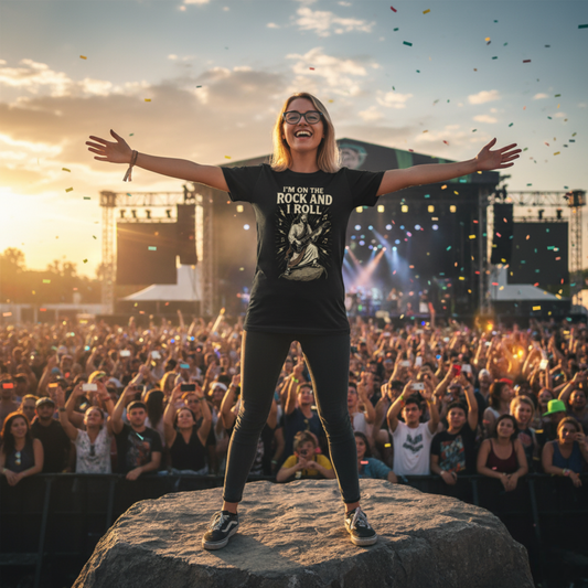 "I'm on the Rock and I Roll" . Unisex Jersey Short Sleeve Tee - Casual Christian Graphic Shirt for Positive Vibes