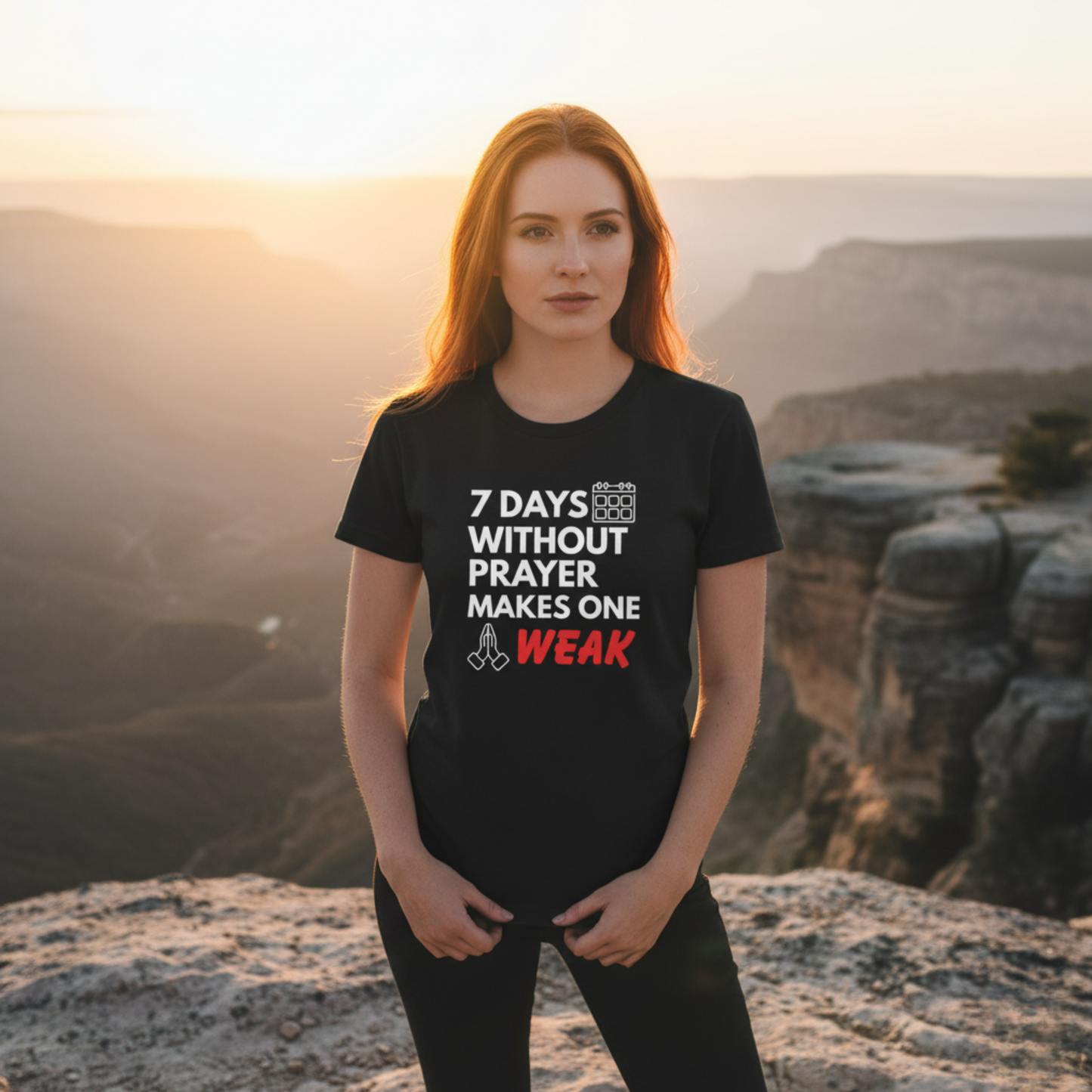 “7 Days Without Prayer Makes One Weak” Christian Pun Graphic Tee – Unisex Jersey Shirt