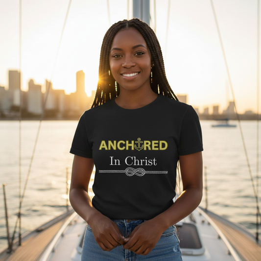 “Anchored in Christ” Faith-Based Graphic Tee – Unisex Religious T-Shirt