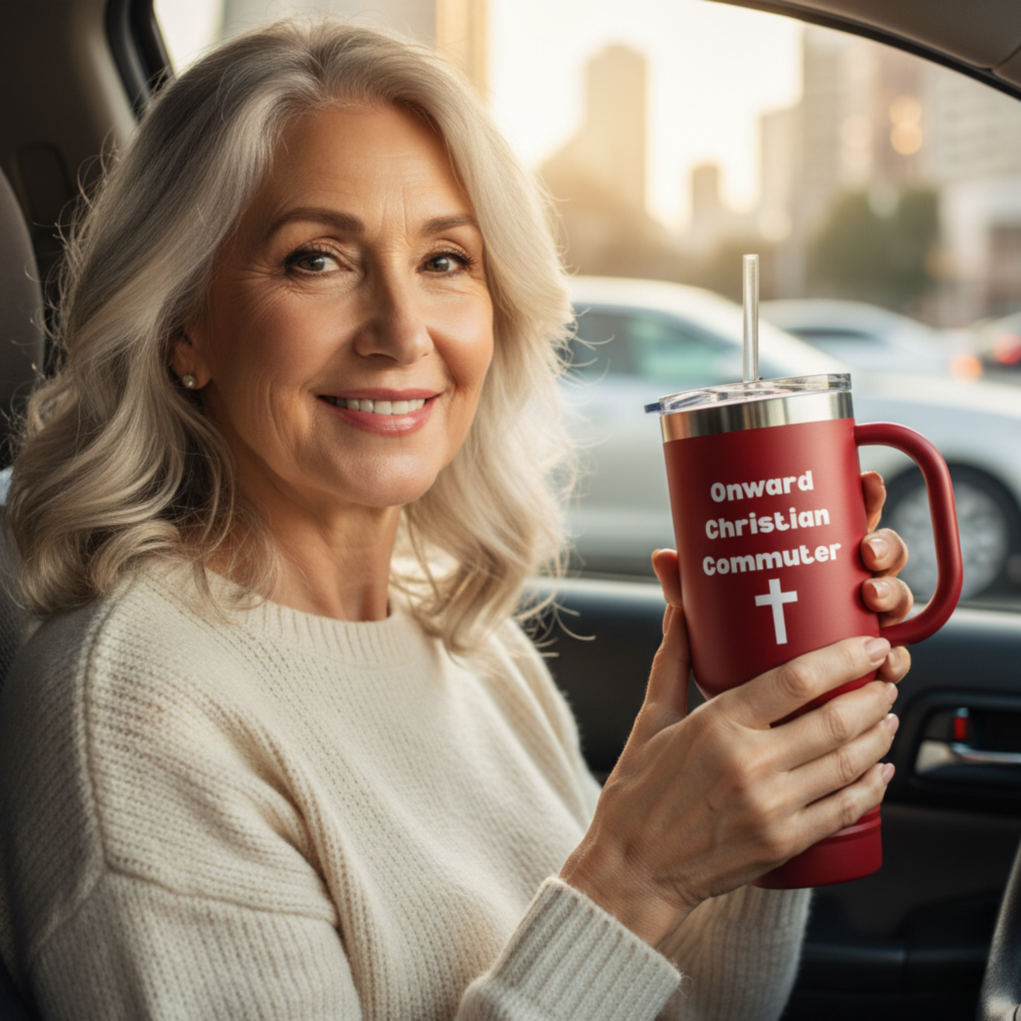 Travel Mug - "Onward Christian Commuter" 40oz Christian Drinkware for Adventurers, colors