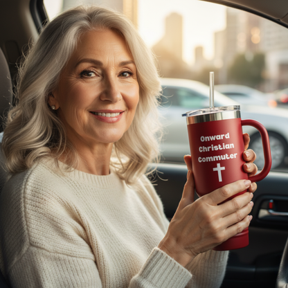 Travel Mug - "Onward Christian Commuter" 40oz Christian Drinkware for Adventurers, colors