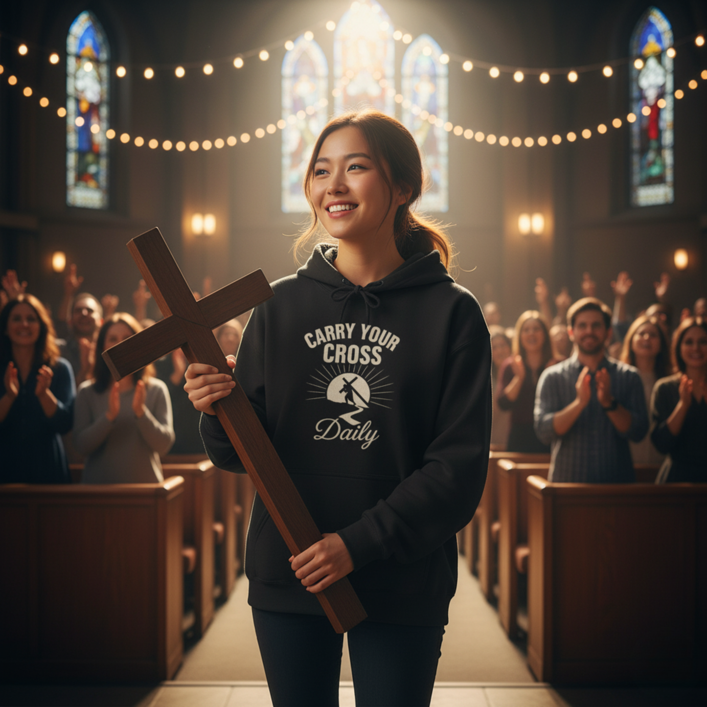 "Carry Your Cross Daily" Hoodie - Unisex Heavy Blend Christian Hoodie for Relaxation & Faith