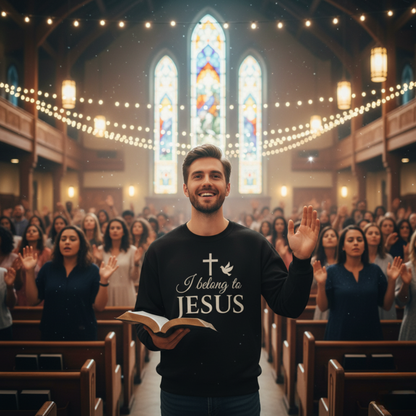 “I Belong to Jesus” Crewneck Sweatshirt – Cozy Religious Apparel for Everyday Faith