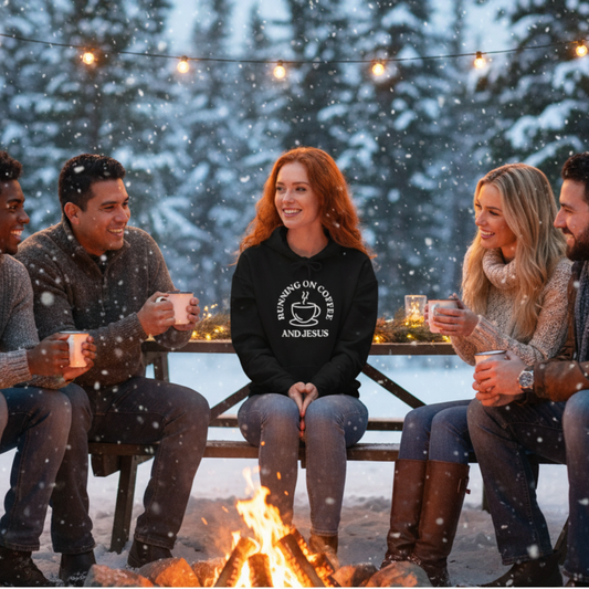 “Running on Coffee and Jesus” Religious Hoodie – Unisex Pullover for Daily Fuel