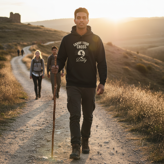"Carry Your Cross Daily" Hoodie - Unisex Heavy Blend Christian Hoodie for Relaxation & Faith