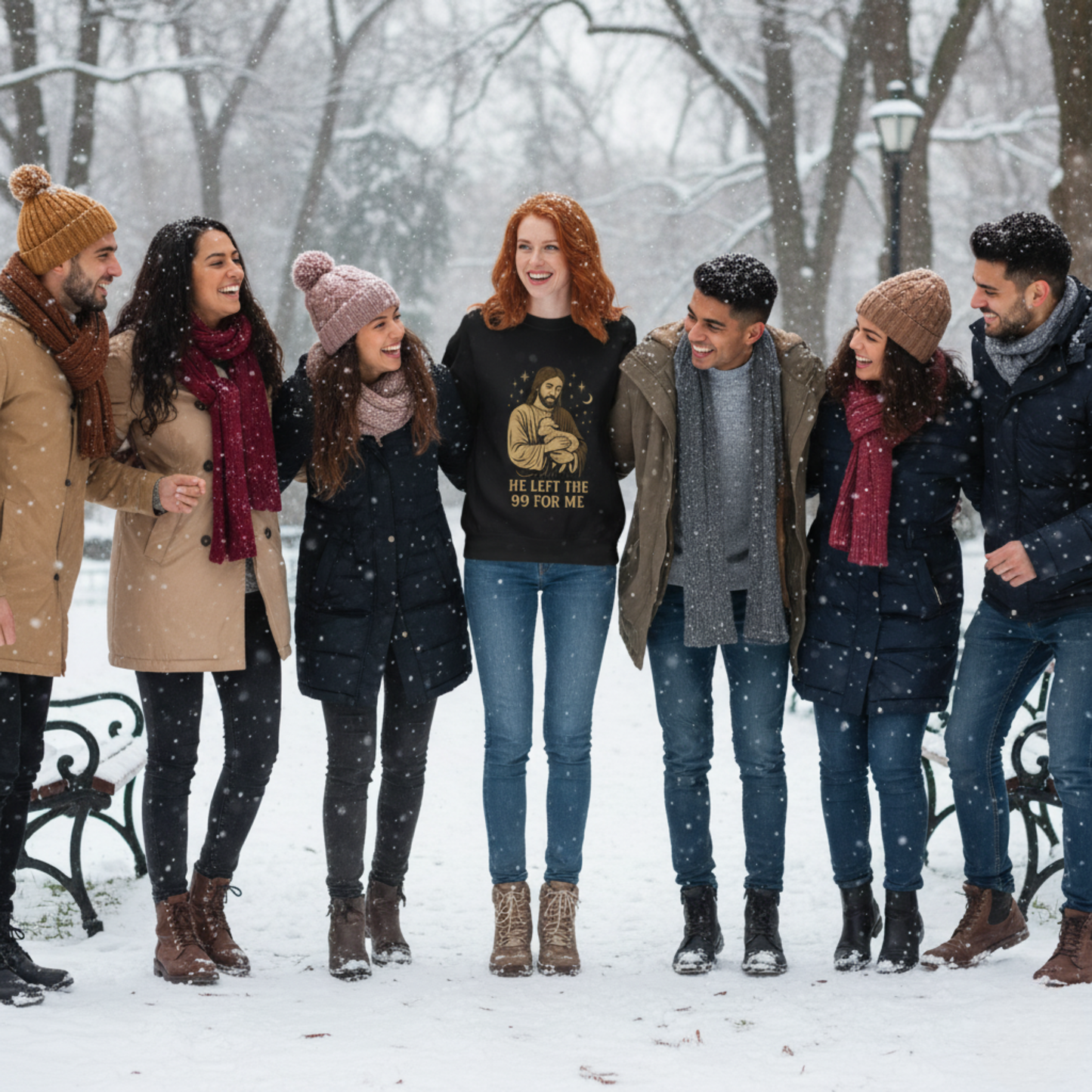 “He Left the 99 for Me” Crewneck Religious Sweatshirt – Faith-Filled Comfort