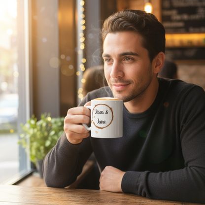 Coffee Mug - "Jesus & Java" Coffee Lovers Christian Ceramic Mug for Home & Office