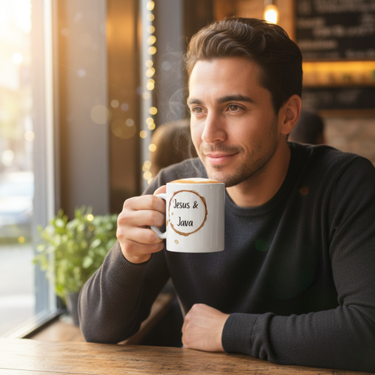 Coffee Mug - "Jesus & Java" Coffee Lovers Christian Ceramic Mug for Home & Office