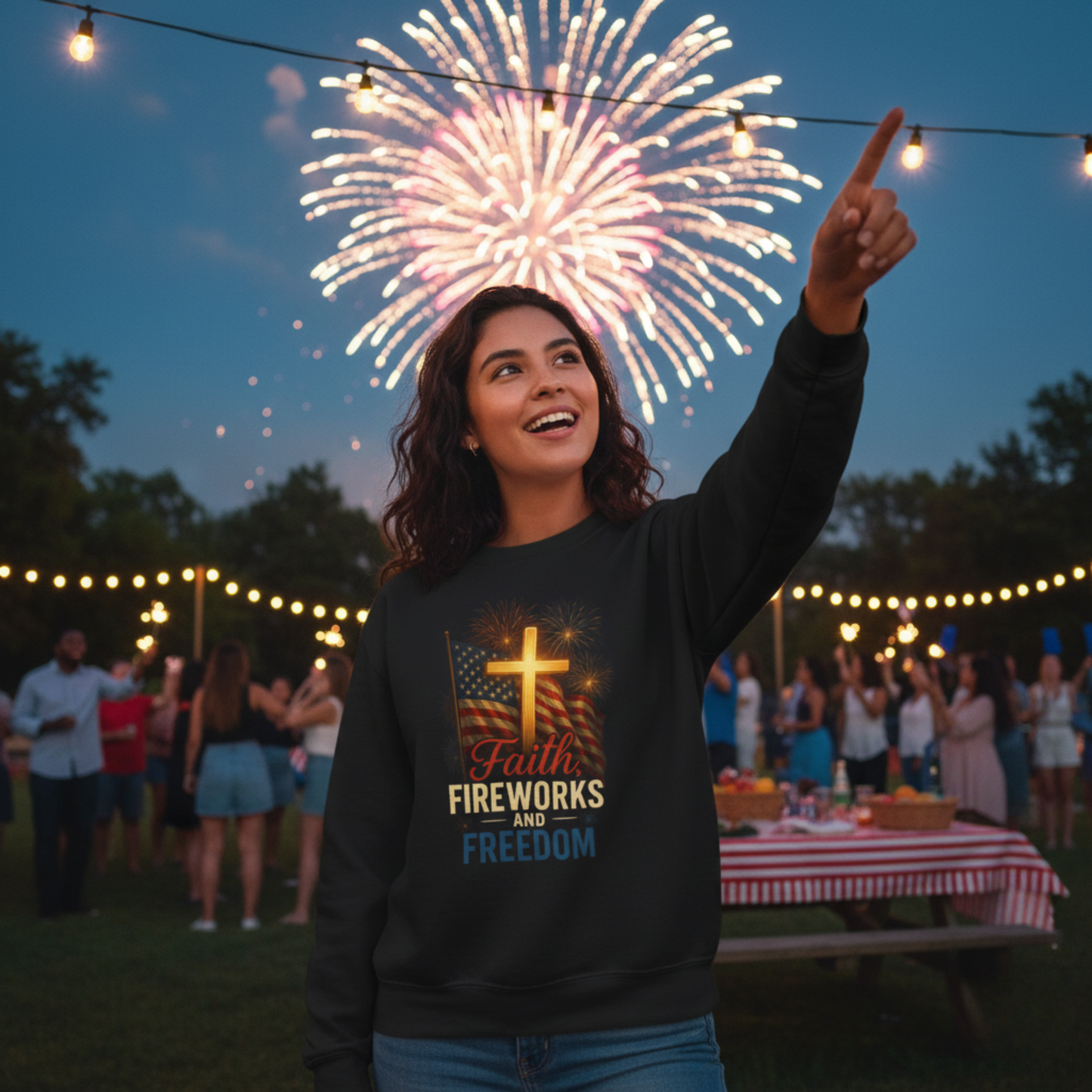 "Faith, Fireworks, and Freedom" - Christian Sweatshirt
