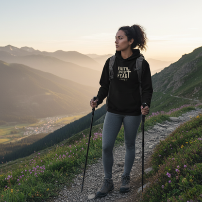 “Faith Over Fear” Religious Hoodie – Unisex Pullover for Everyday Courage and Comfort