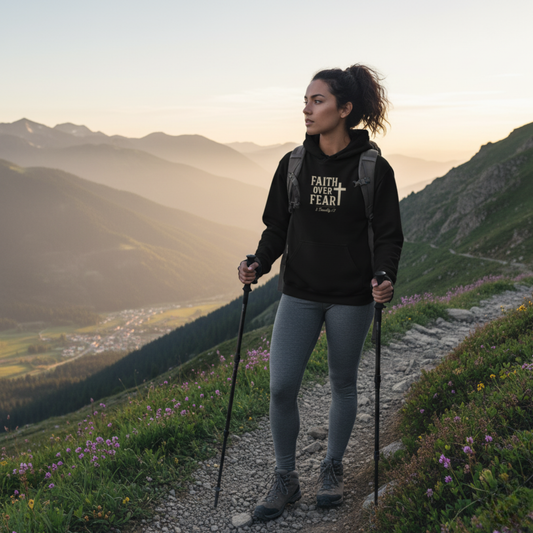 “Faith Over Fear” Religious Hoodie – Unisex Pullover for Everyday Courage and Comfort