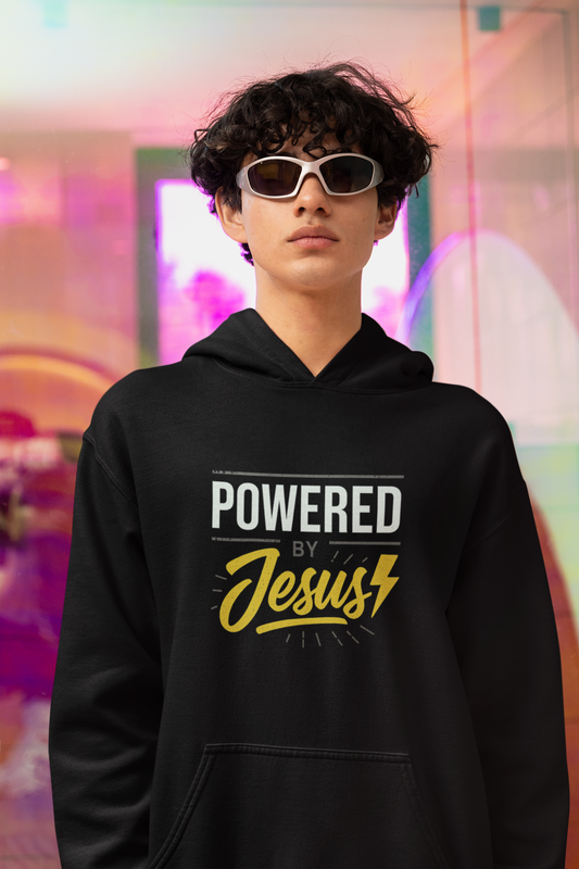 “Powered By Jesus” Religious Hoodie – Unisex Pullover for Strength Through Christ